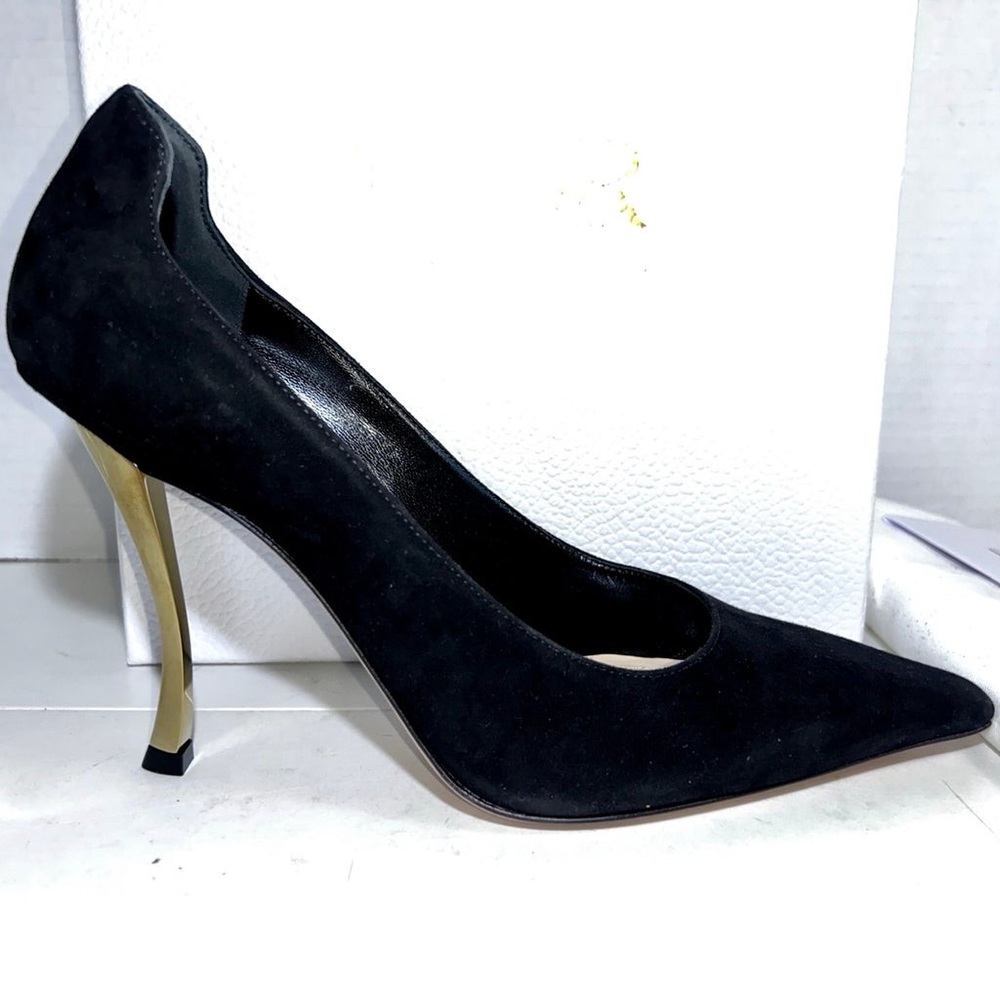 DIOR D-FAME PUMP BLACK SUEDE & GOLD HEEL SIZE 39 ✨ - Picture 5 of 6